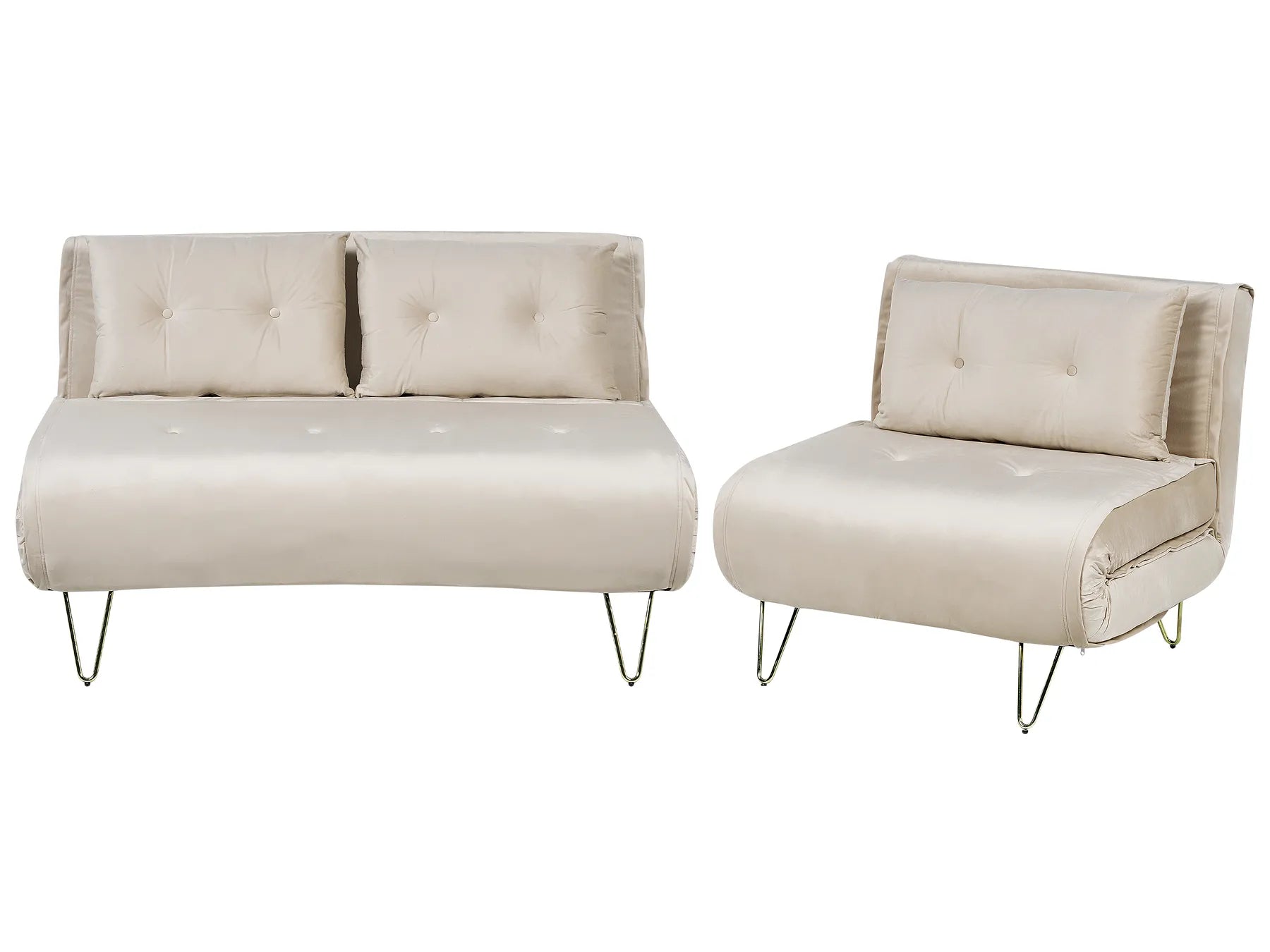 Living Room Set 3 Seater VESTFOLD Velvet Beige