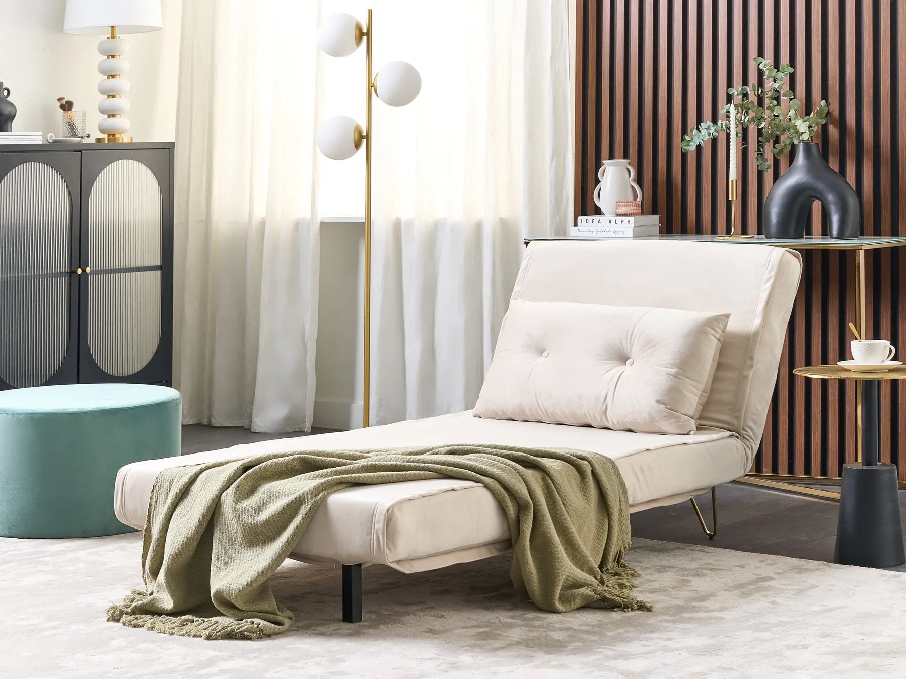 Living Room Set 3 Seater VESTFOLD Velvet Beige