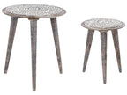 Set of 2 Side Tables BARJU Mango Wood White