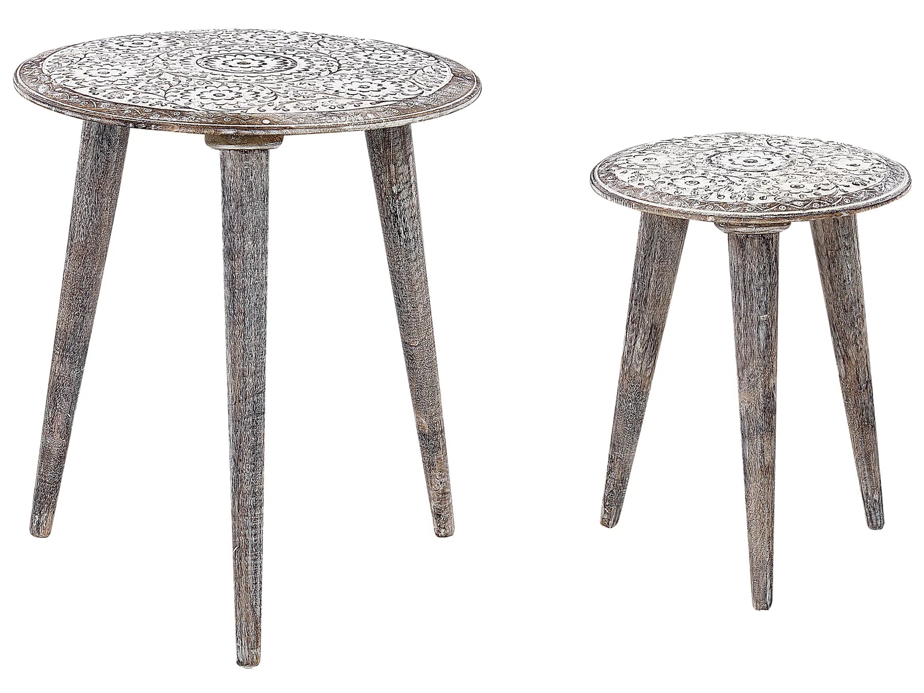 Set of 2 Side Tables BARJU Mango Wood White