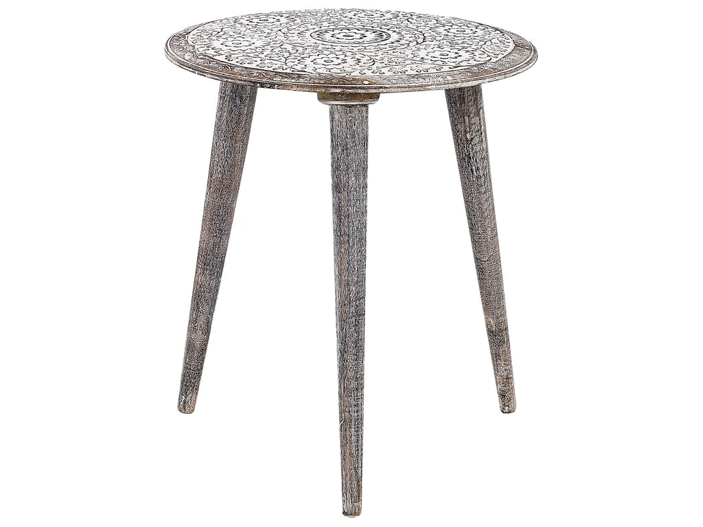 Set of 2 Side Tables BARJU Mango Wood White