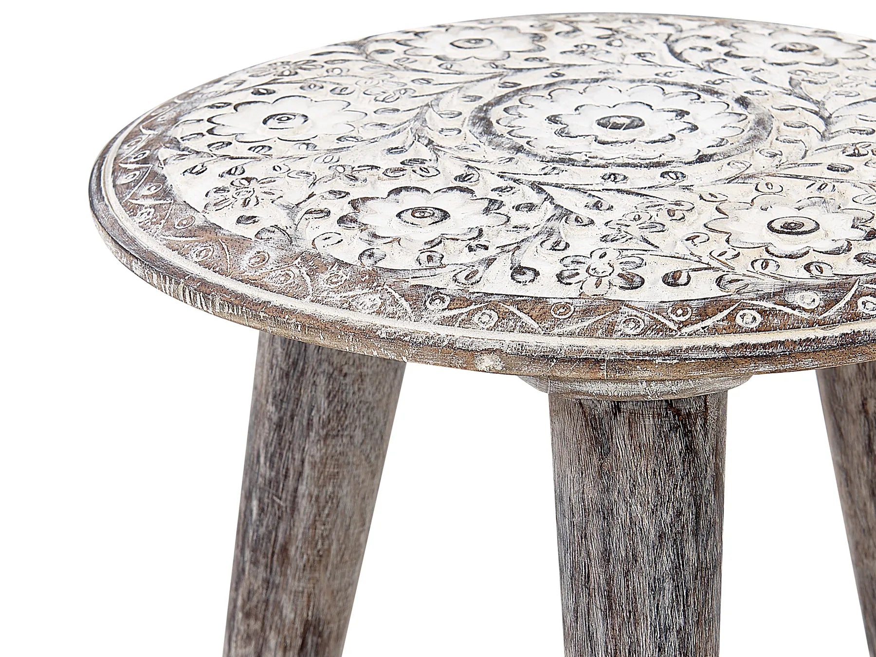 Set of 2 Side Tables BARJU Mango Wood White