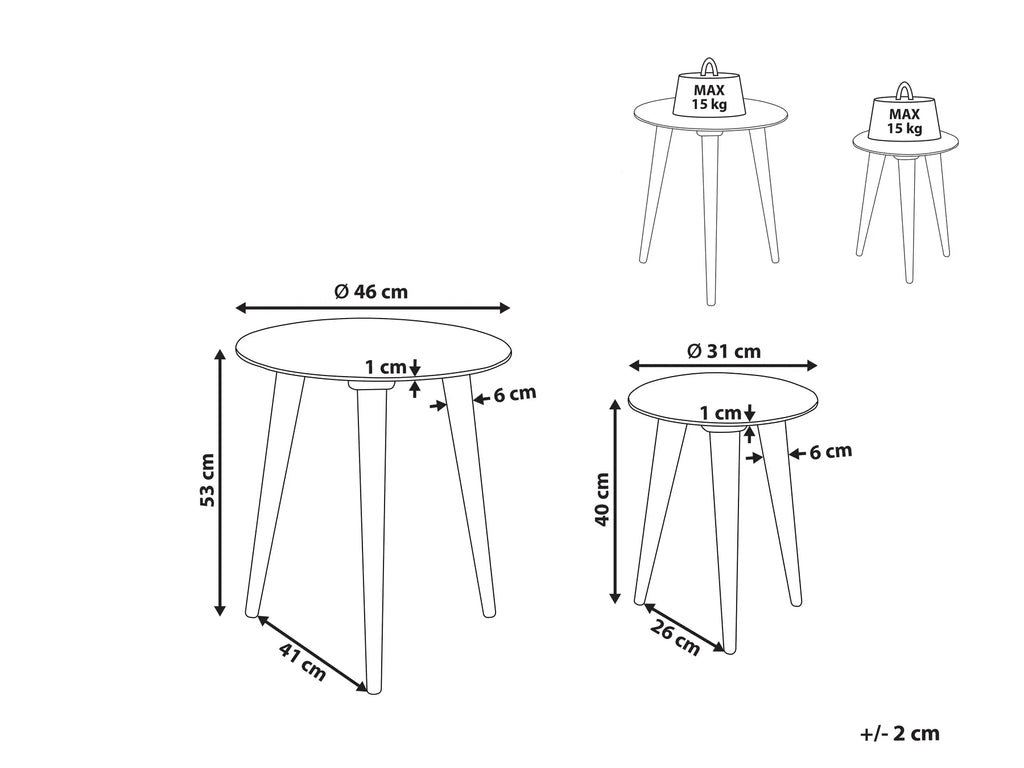 Set of 2 Side Tables BARJU Mango Wood White