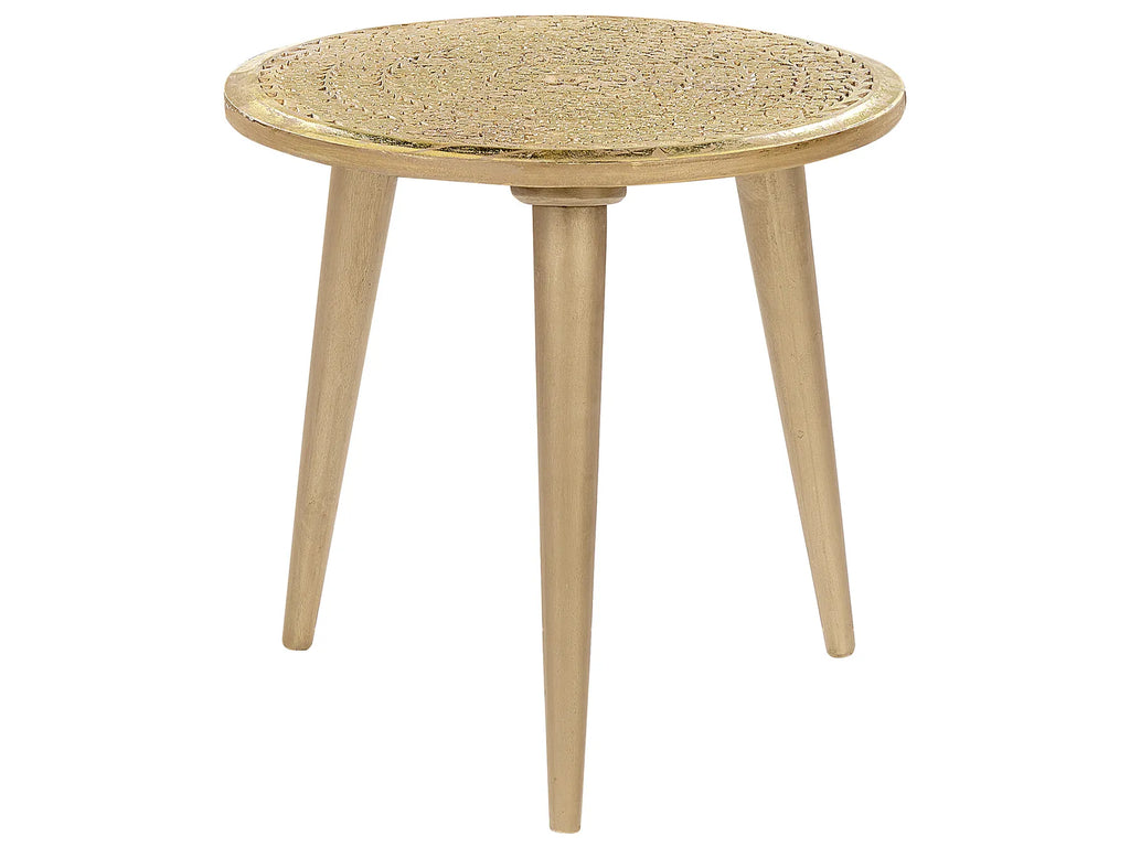 Set of 2 Side Tables NARRA Mango Wood Gold