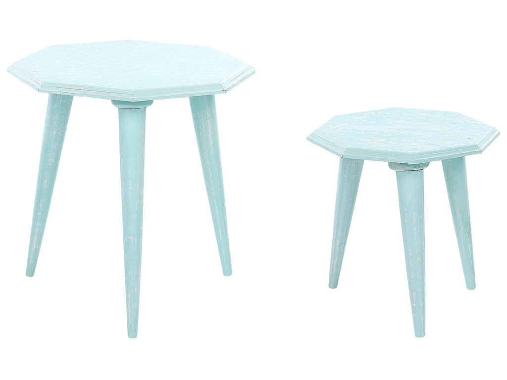 Set of 2 Side Tables KANRI Light Blue