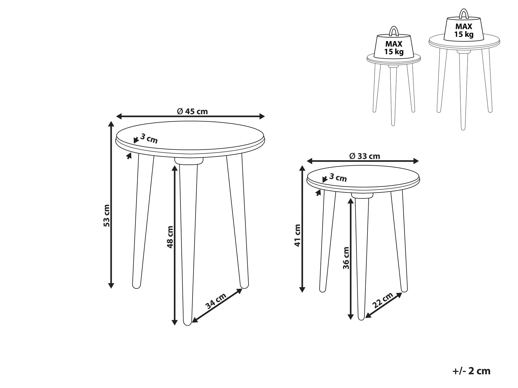 Set of 2 Side Tables JATRA Mango Wood Grey