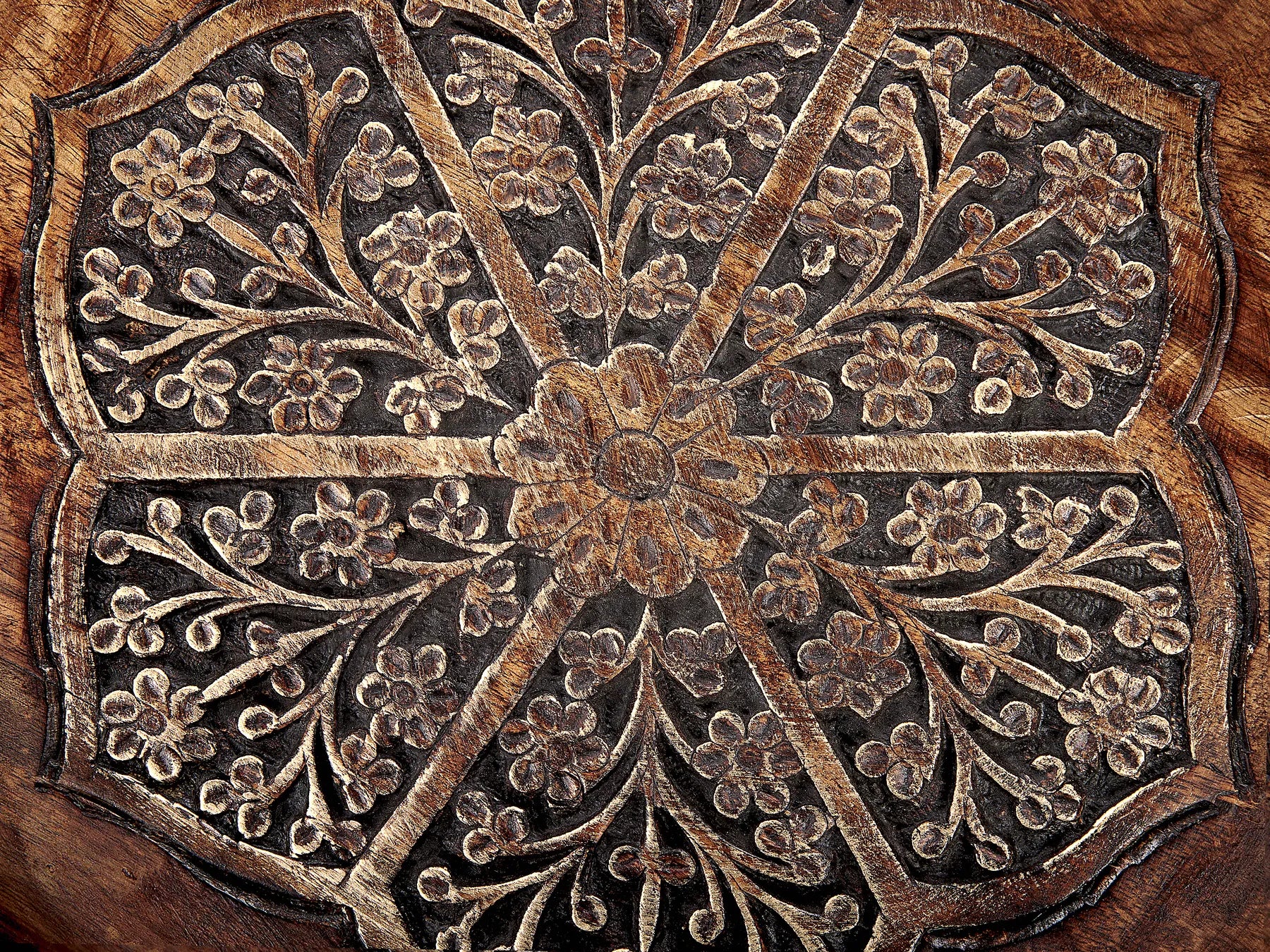 Set of 2 Side Tables ASTAI Mango Wood Dark Brown