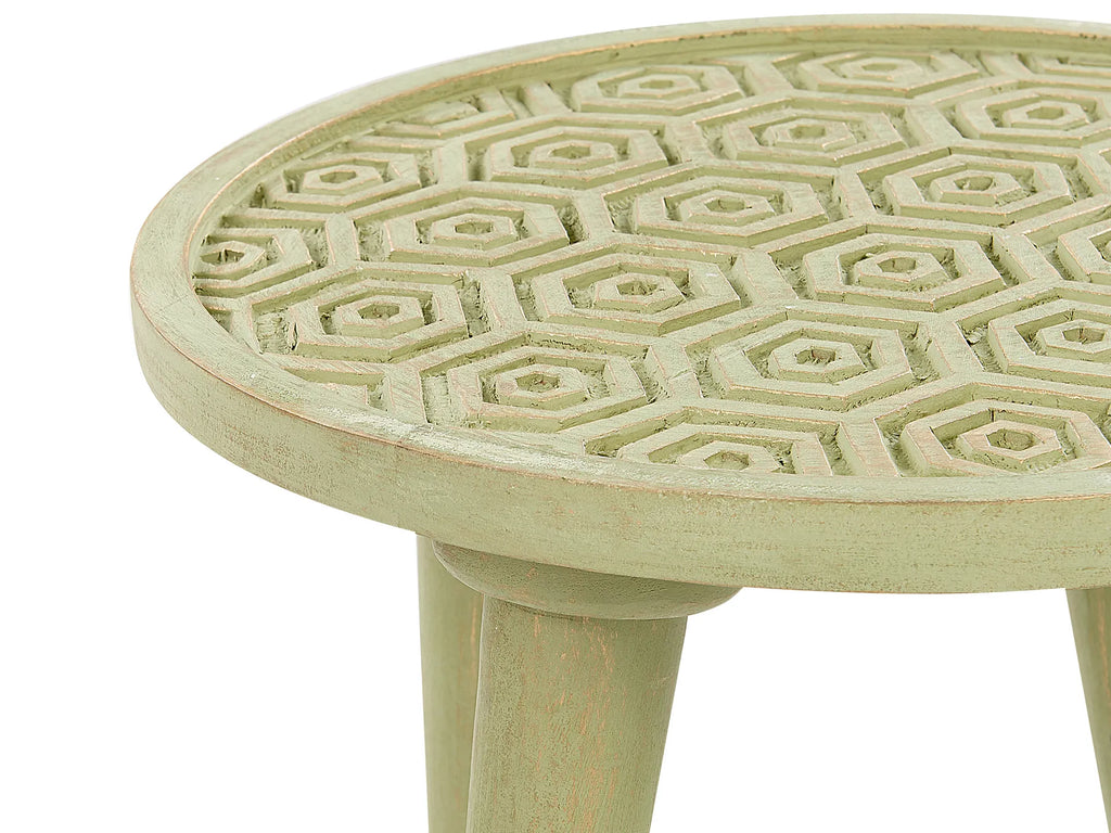 Set of 2 Side Tables MAHARO Mango Wood Light Green