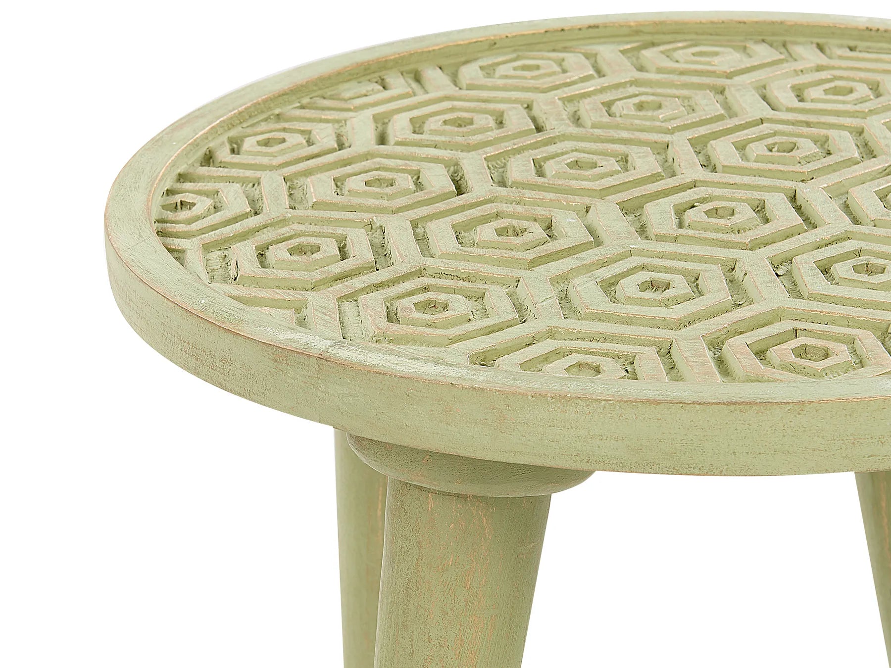 Set of 2 Side Tables MAHARO Mango Wood Light Green