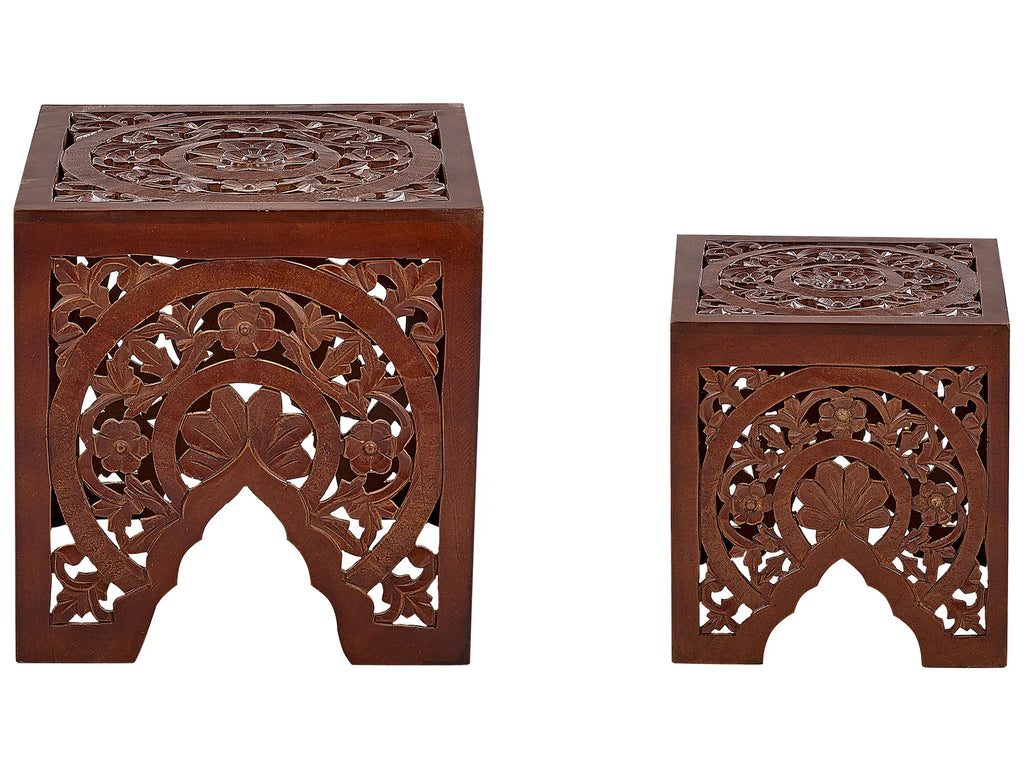 Set of 2 Side Tables SHUKUR Dark Brown
