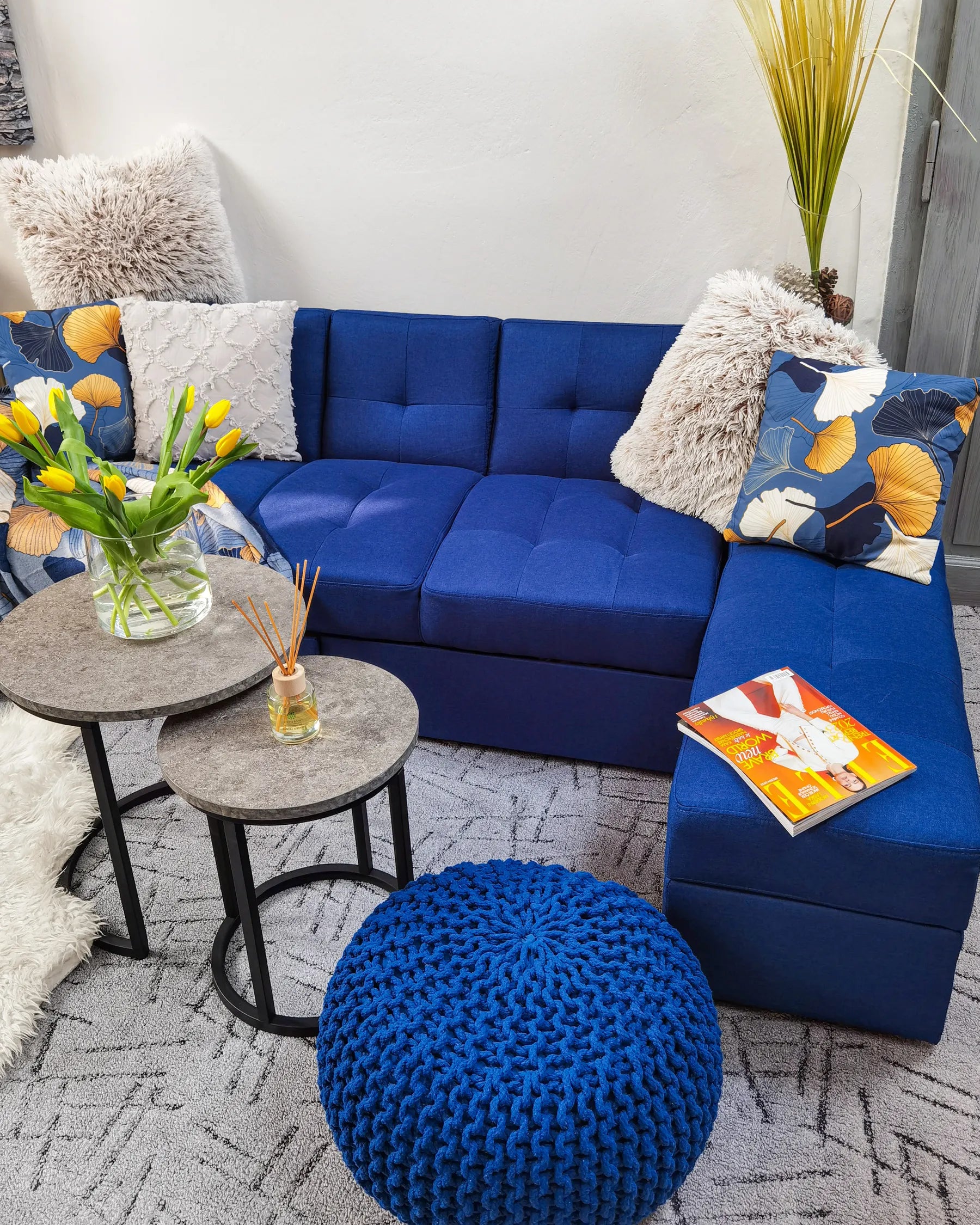 Pouffe CONRAD Cotton Navy Blue