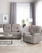 Recliner Chair BERGEN With Footrest Fabric Taupe