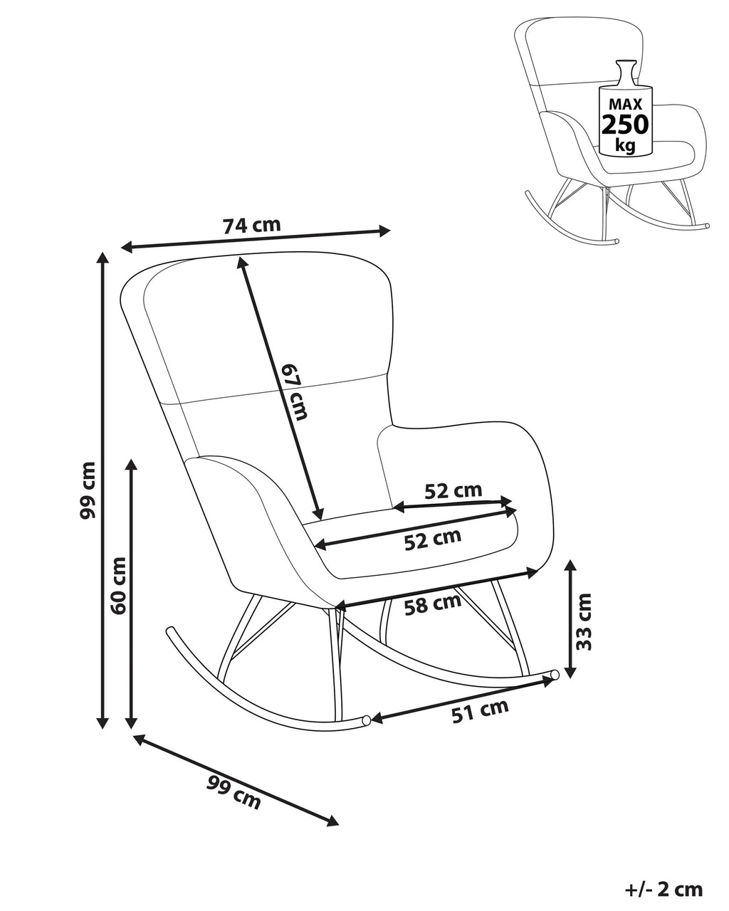 Rocking Chair ANASET Boucle White