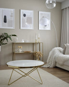 Coffee Table MERIDIAN Tempered Glass White/ Gold