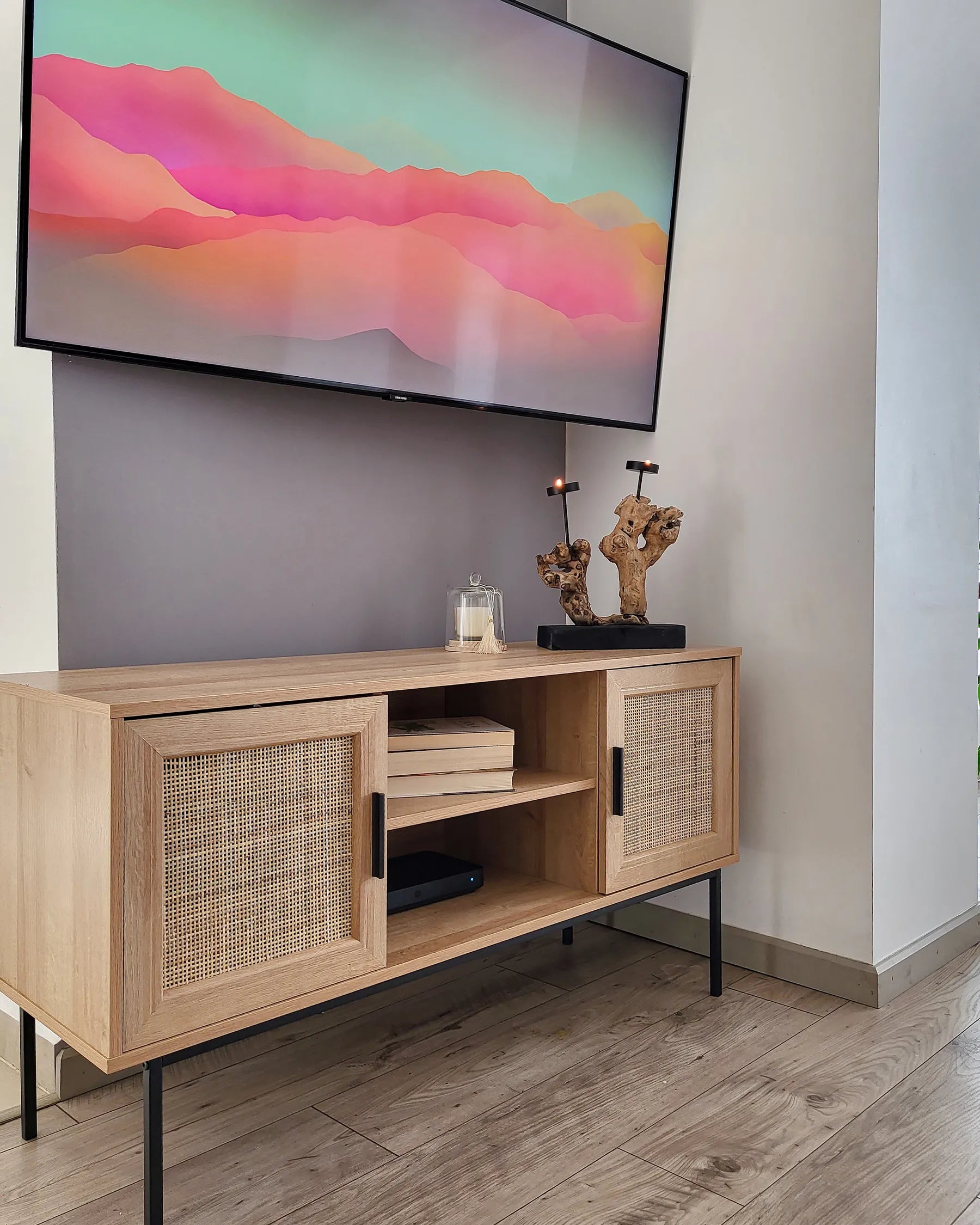 TV Stand PASCO Rattan Light Brown