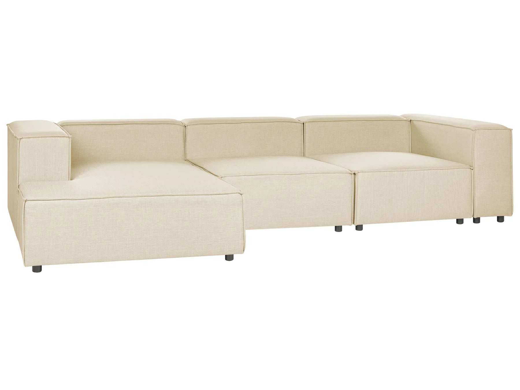 Modular Corner Sofa 3 Seater APRICA Faux Linen Beige Right Hand