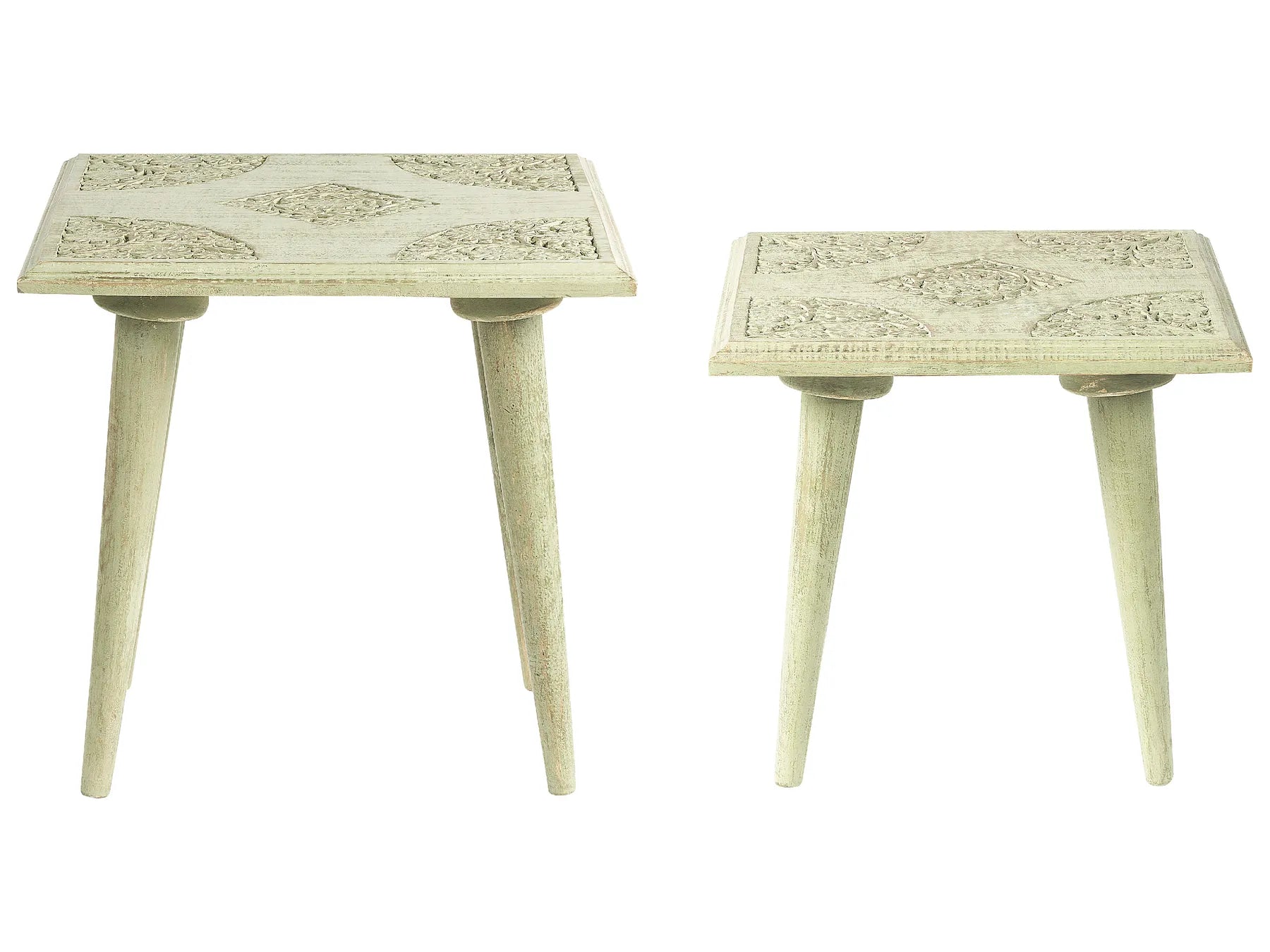 Set of 2 Side Tables BELIDHA Mango Wood Light Green