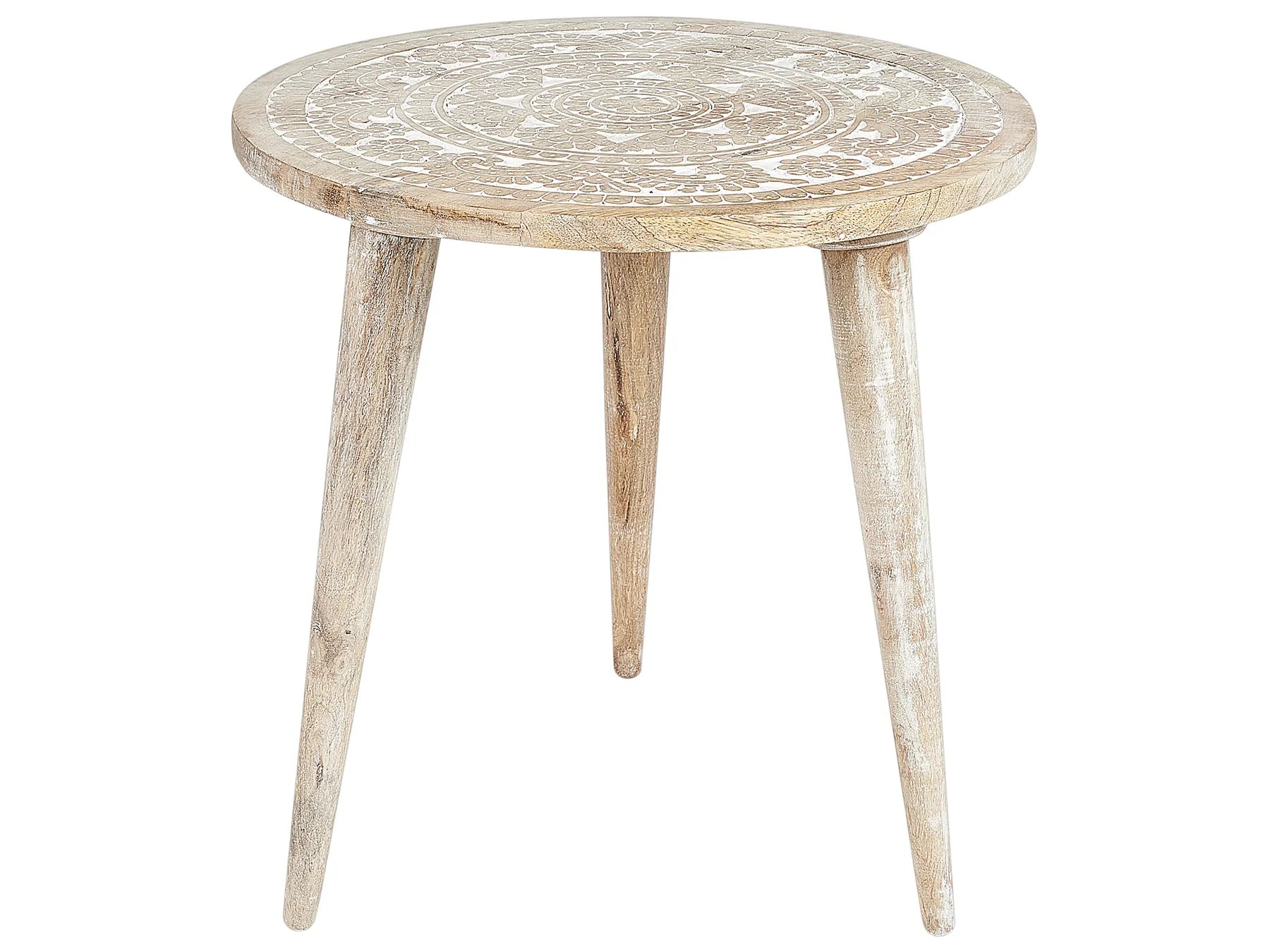 Set of 2 Side Tables UDAY Mango Wood White