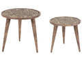 Set of 2 Side Tables RANJA Mango Wood Dark Brown