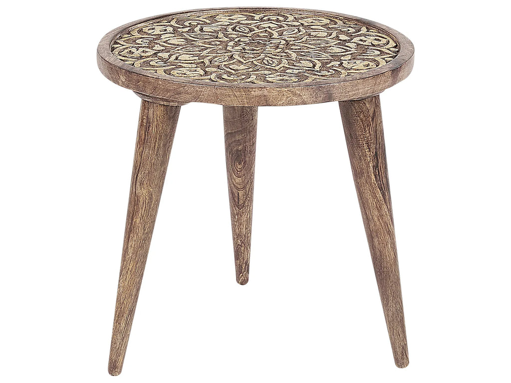 Set of 2 Side Tables RANJA Mango Wood Dark Brown