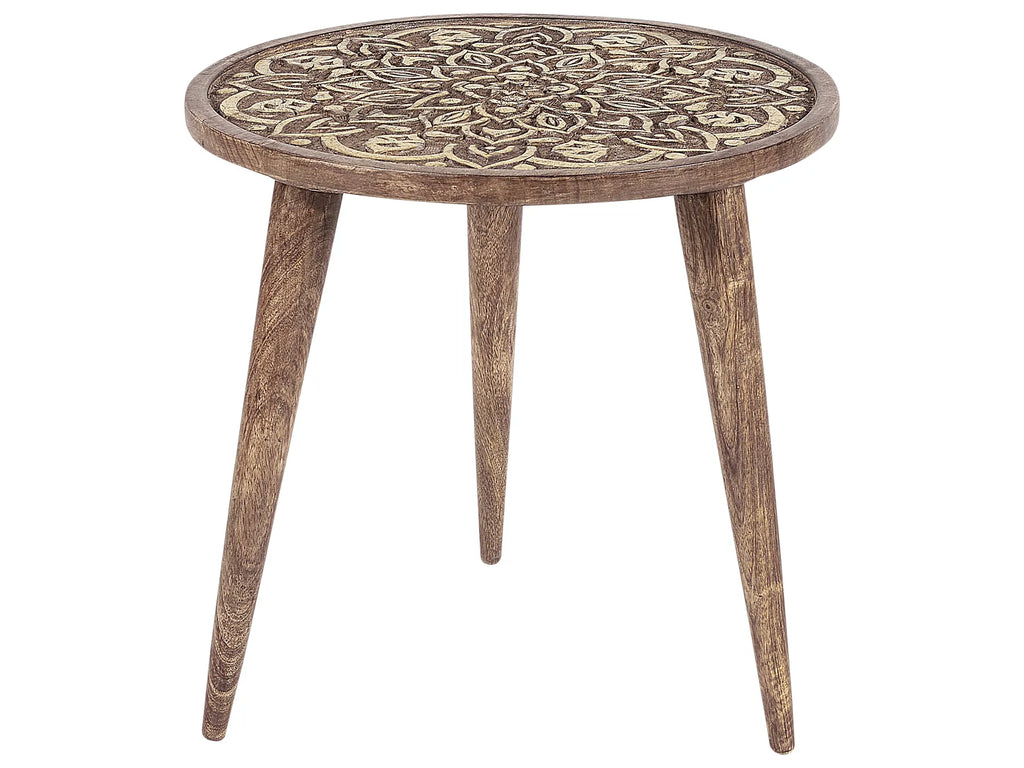 Set of 2 Side Tables RANJA Mango Wood Dark Brown