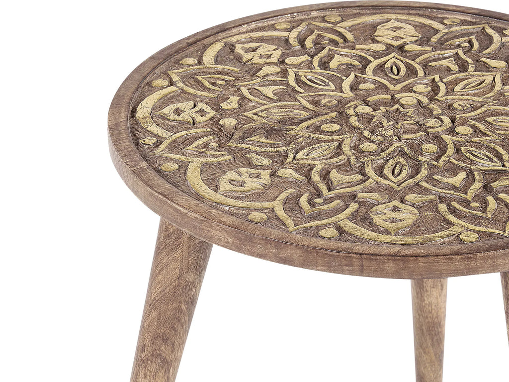 Set of 2 Side Tables RANJA Mango Wood Dark Brown