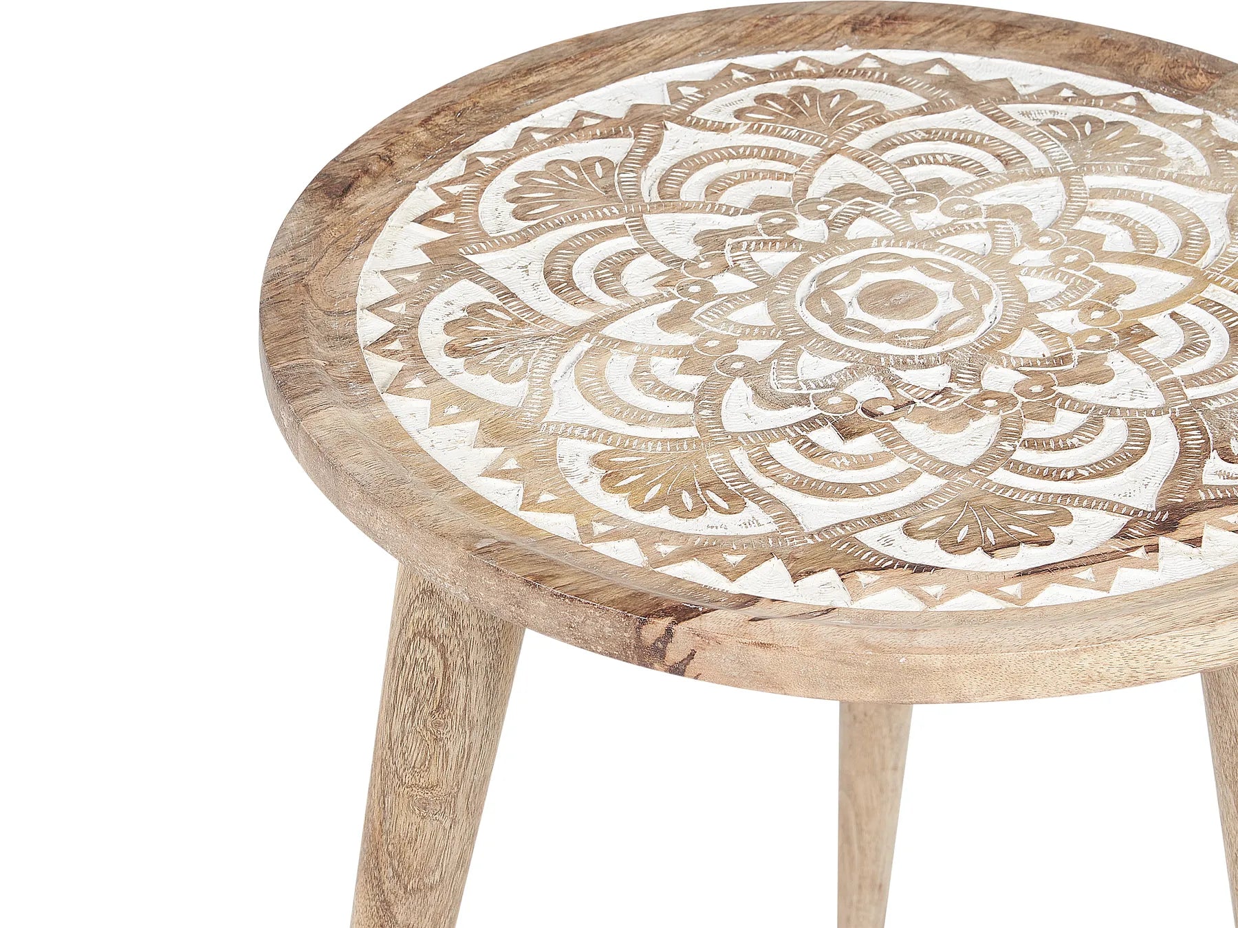 Set of 2 Side Tables SAKITA Mango Wood Brown/ White