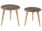 Set of 2 Side Tables SHARMA Mango Wood Brown/ Black