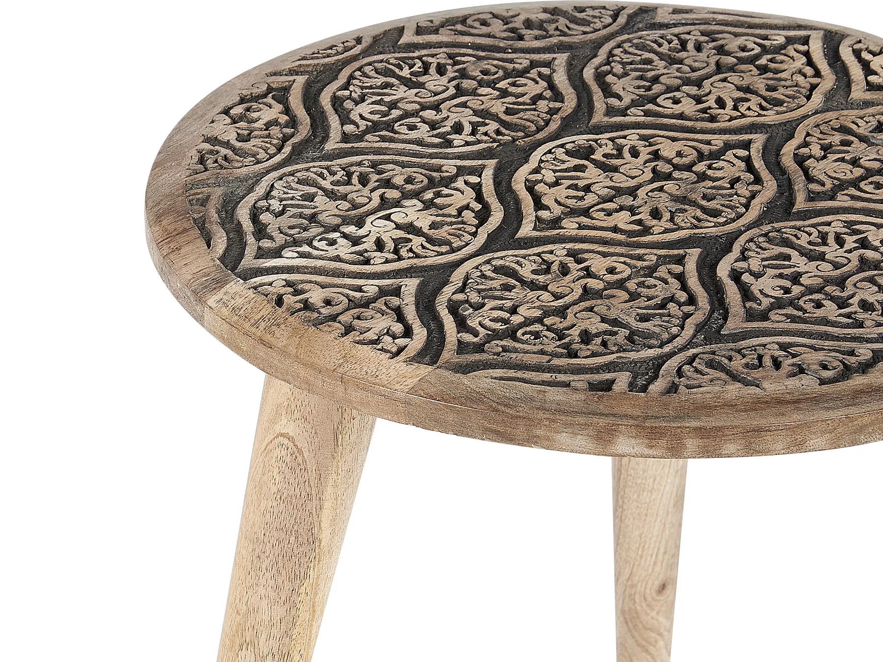 Set of 2 Side Tables SHARMA Mango Wood Brown/ Black