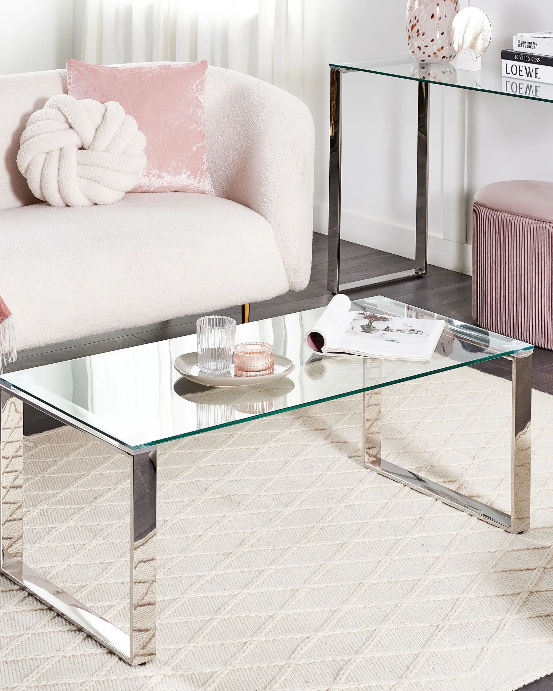 Console Table TILON Tempered Glass Silver