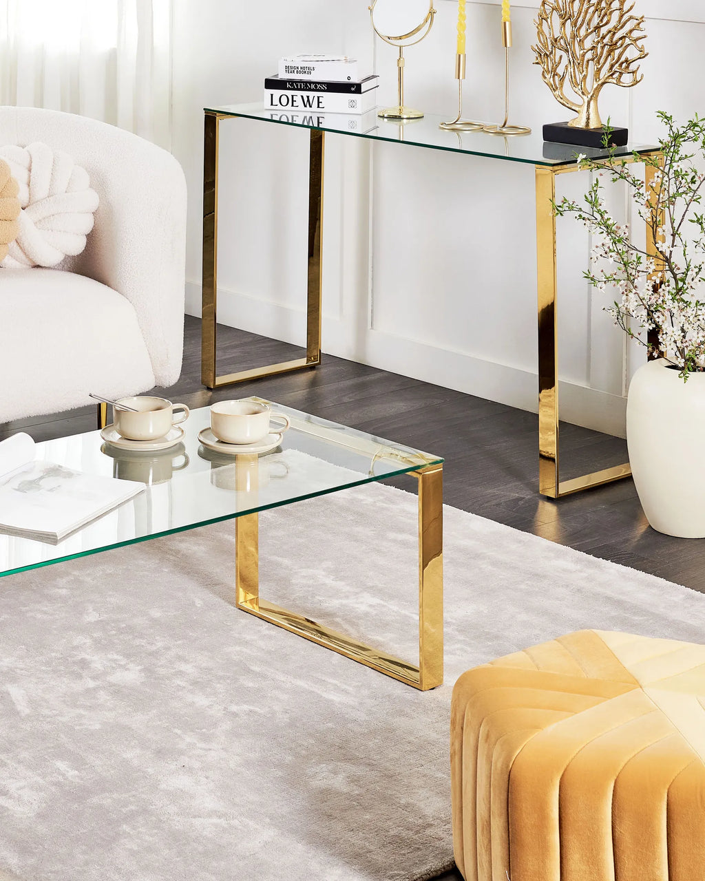 Console Table TILON Tempered Glass Gold