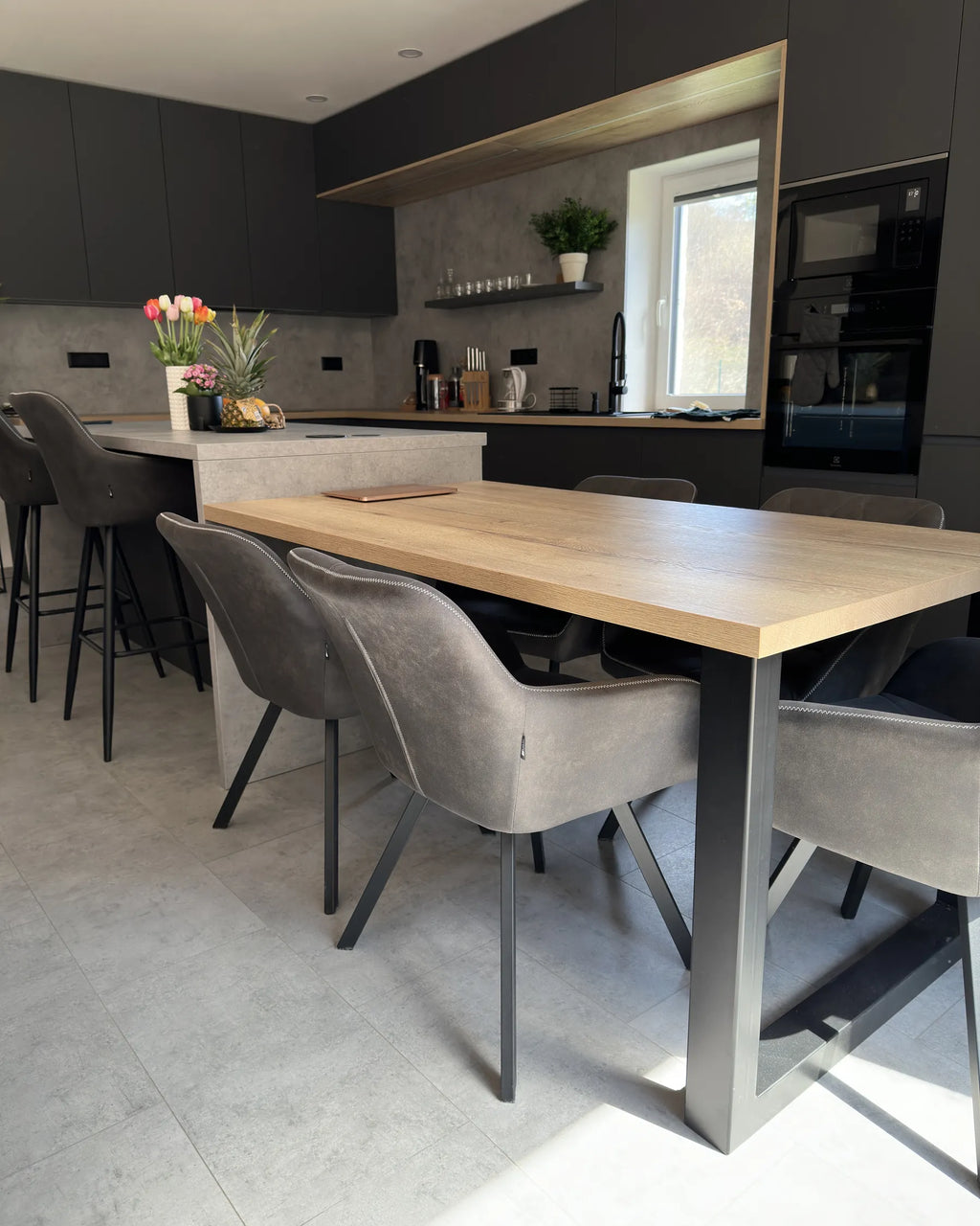 Set of 2 Dining Chairs Dark Grey