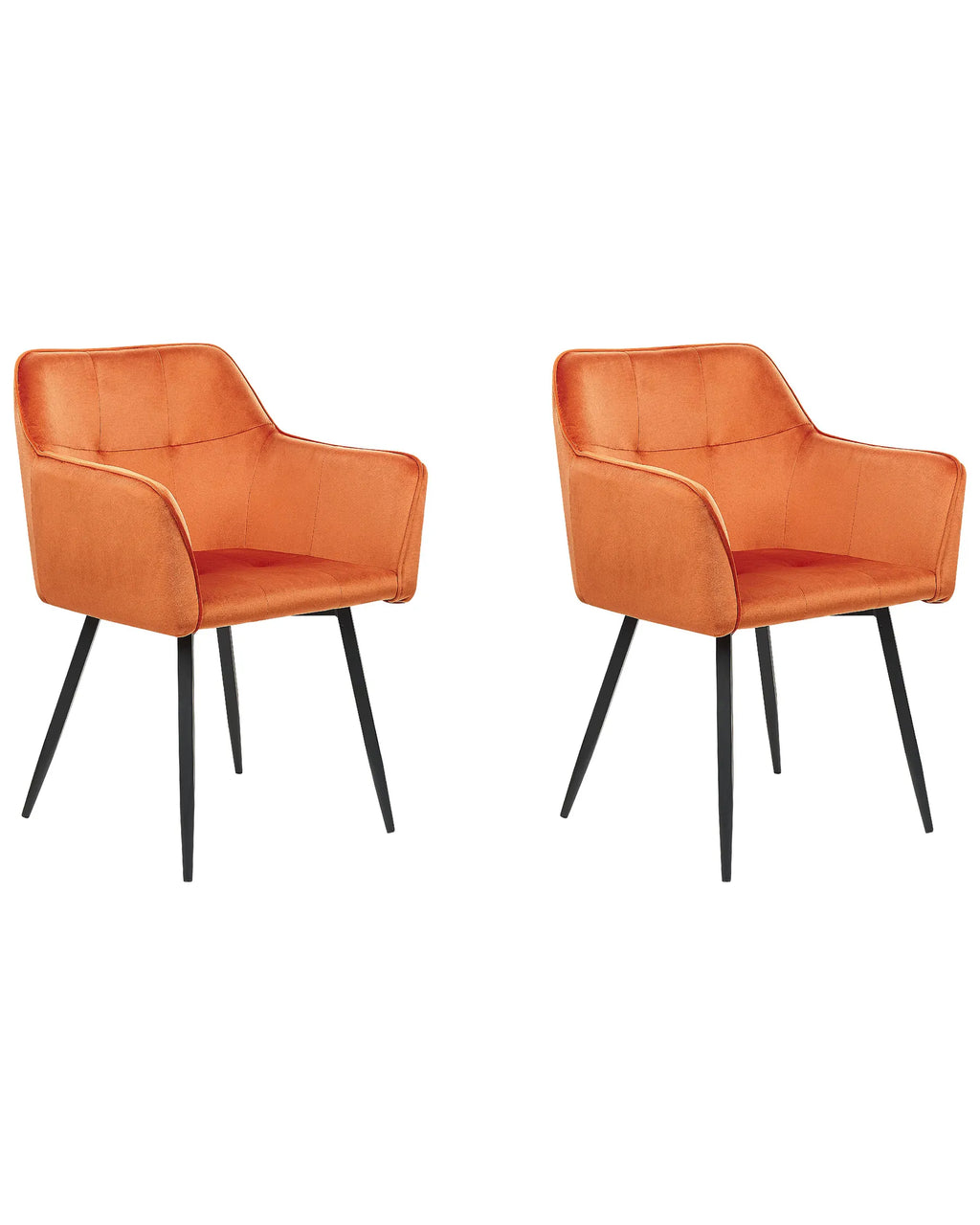 Set of 2 Dining Chairs Velvet Orange
