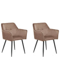 Set of 2 Dining Chairs JASMIN Velvet Brown