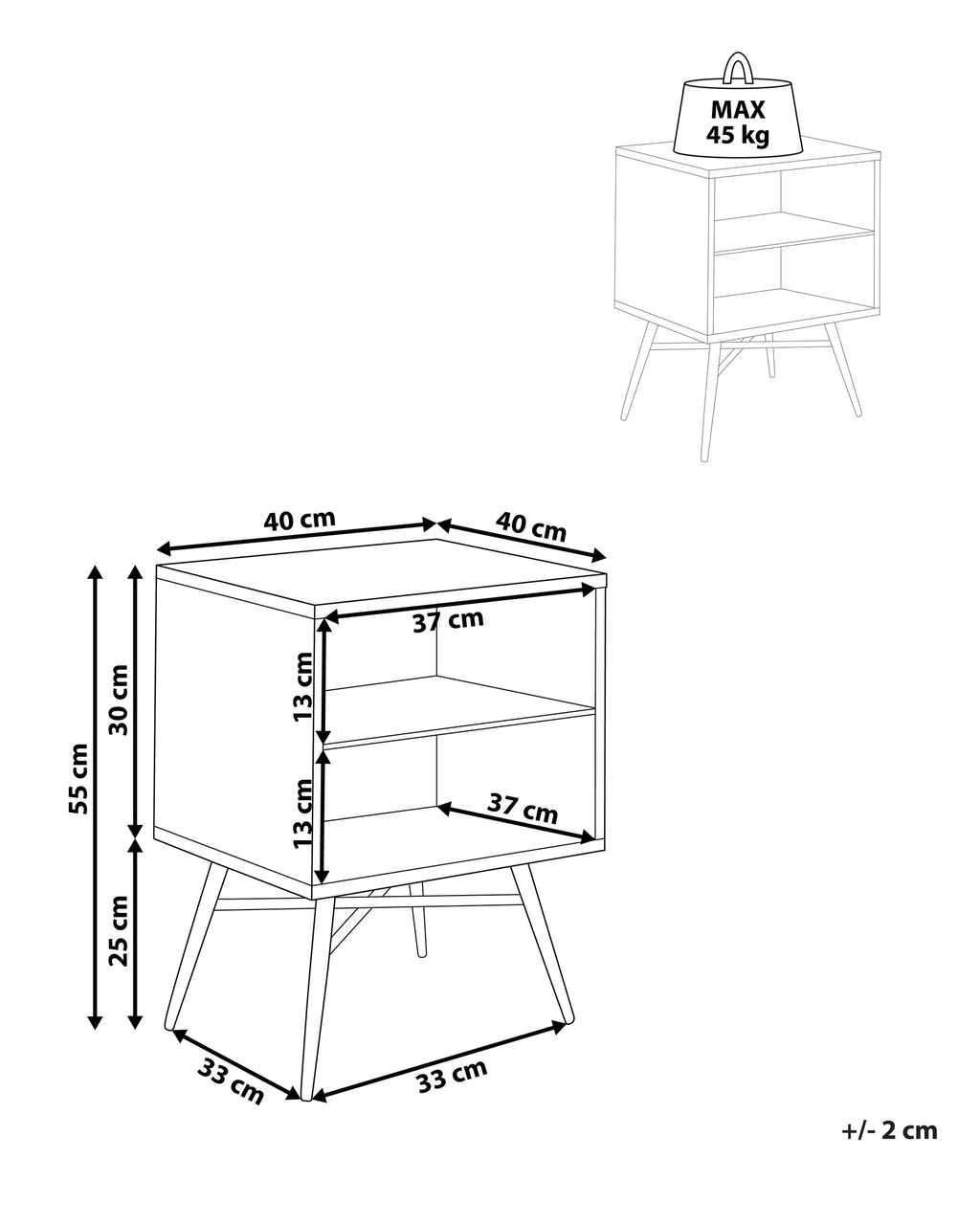 Bedside Table LUBOCK Light Brown