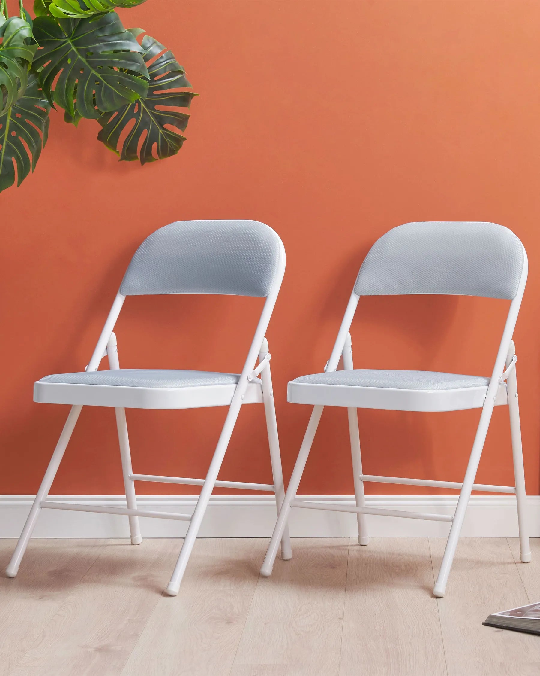 Set of 4 Folding Chairs SPARKS Light Grey