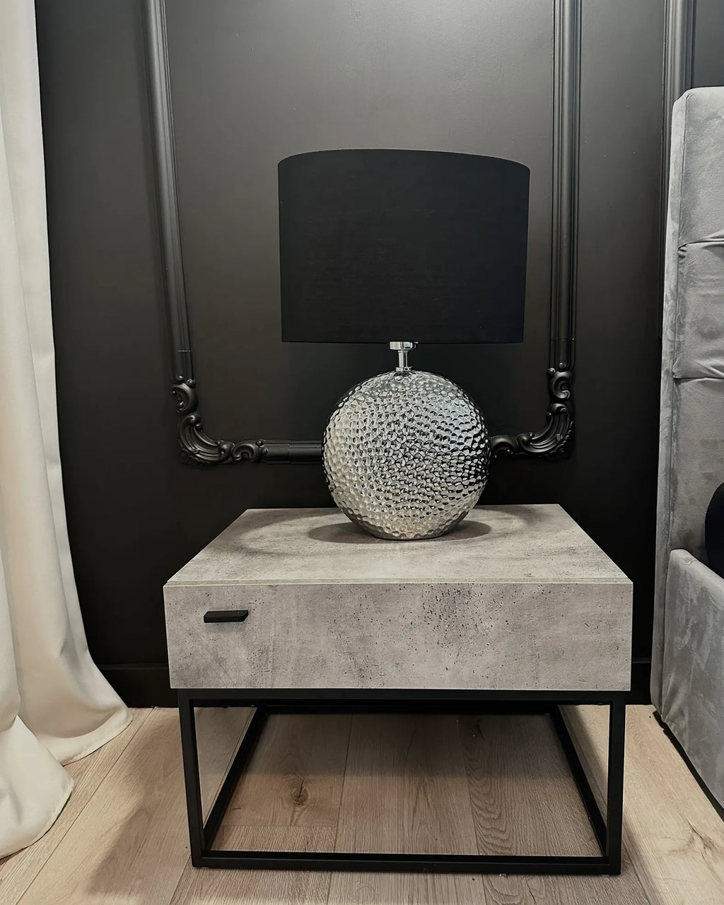 1 Drawer Bedside Table CAIRO Light Grey