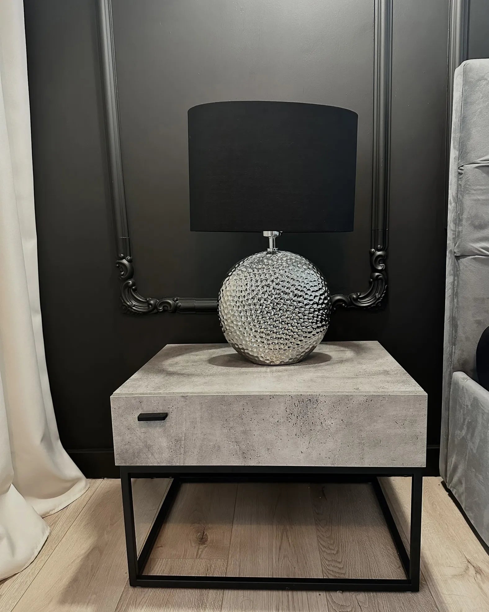 1 Drawer Bedside Table CAIRO Light Grey