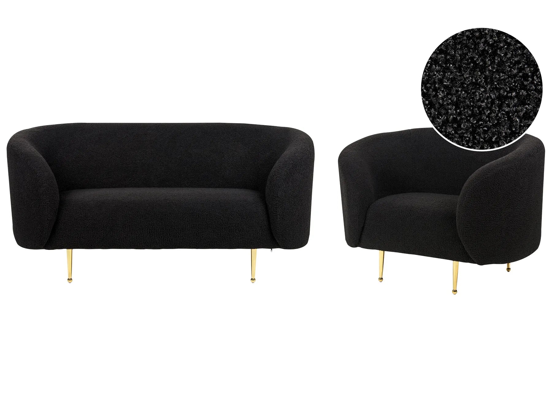 Living Room Set 3 Seater LOEN Boucle Black