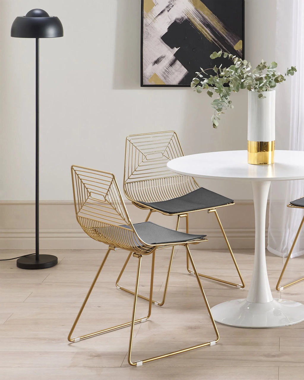 Set of 2 Dining Chairs Metal Gold