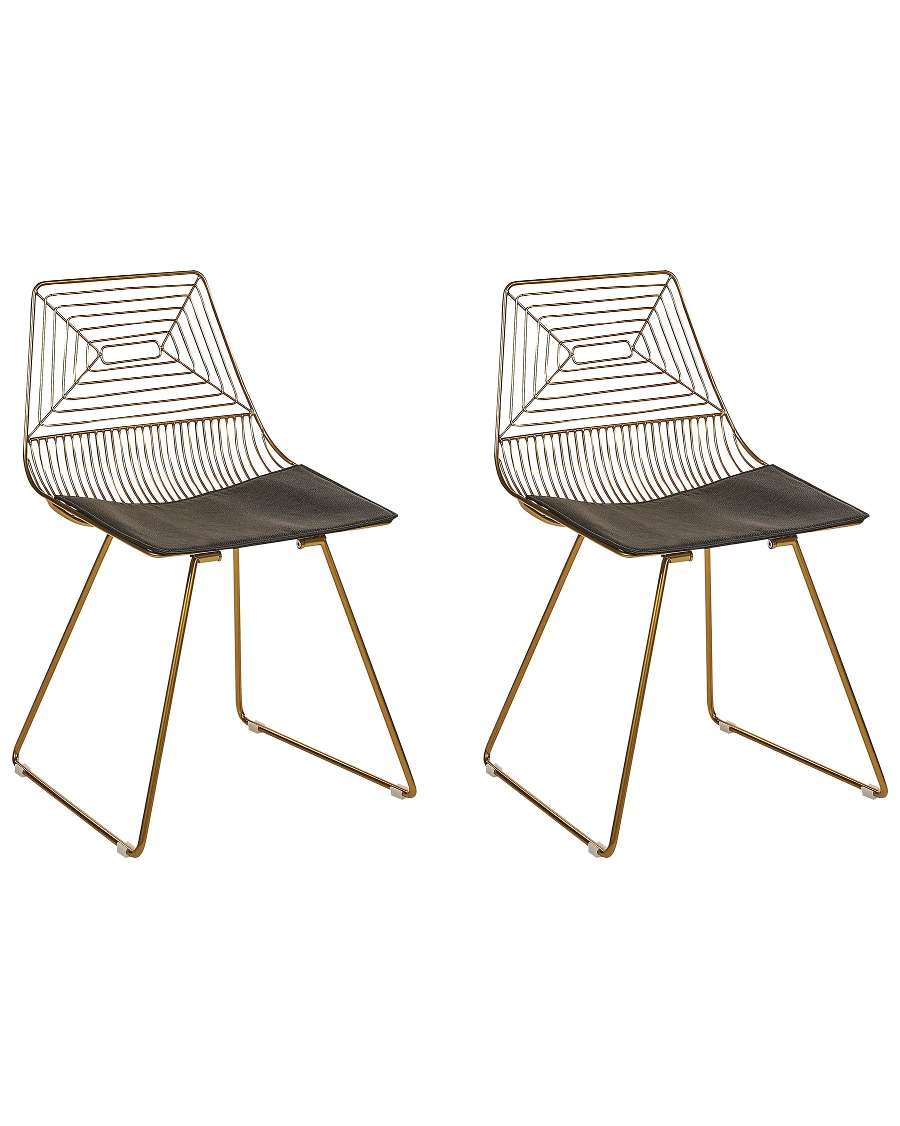 Set of 2 Dining Chairs Metal Gold