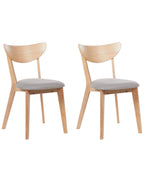 Set of 2 Dining Chairs ERIE Wood Light Brown/ Grey