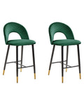 Set of 2 Bar Chairs FALTON Velvet Emerald Green