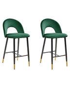 Set of 2 Bar Chairs FALTON Velvet Emerald Green