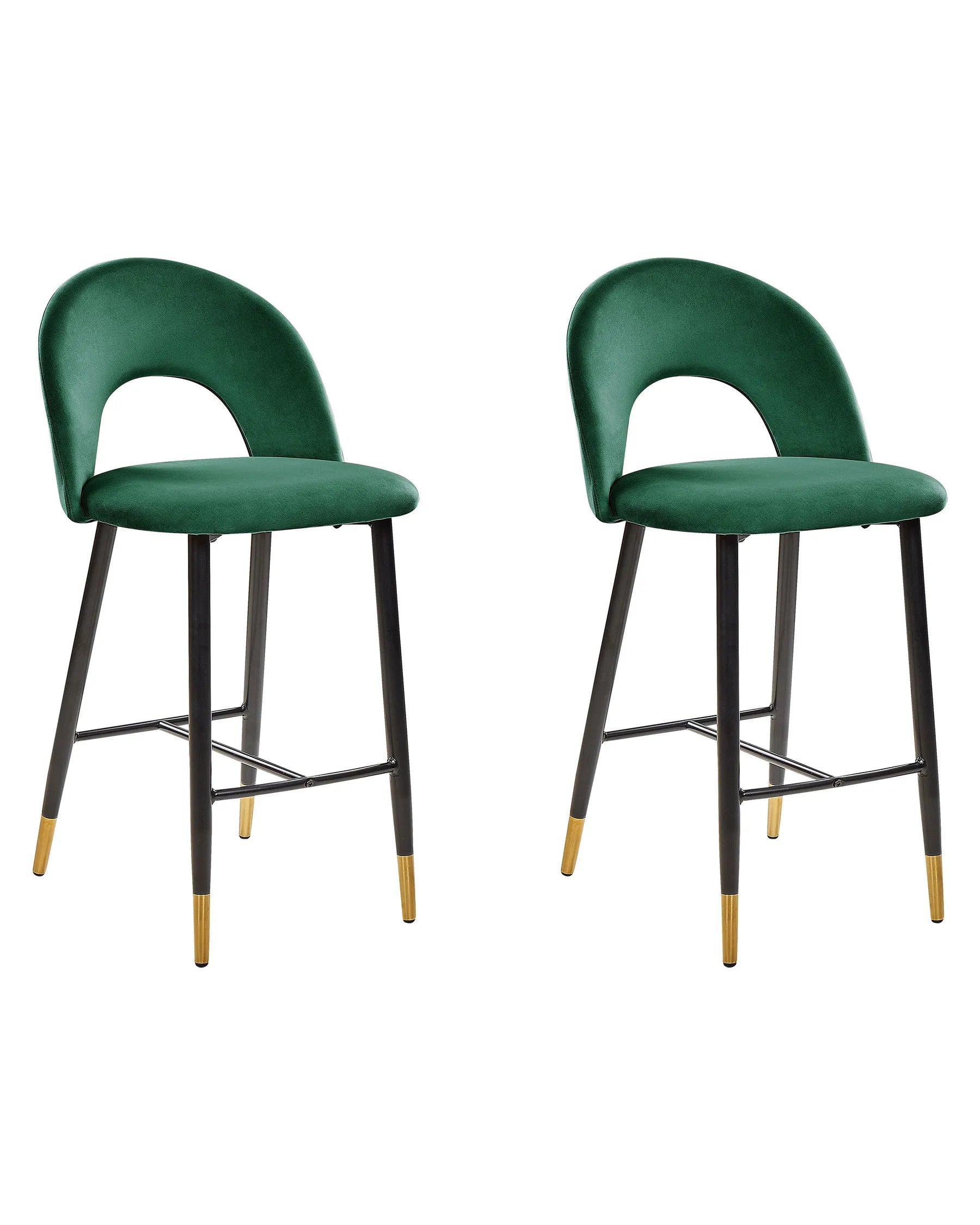 Set of 2 Bar Chairs FALTON Velvet Emerald Green