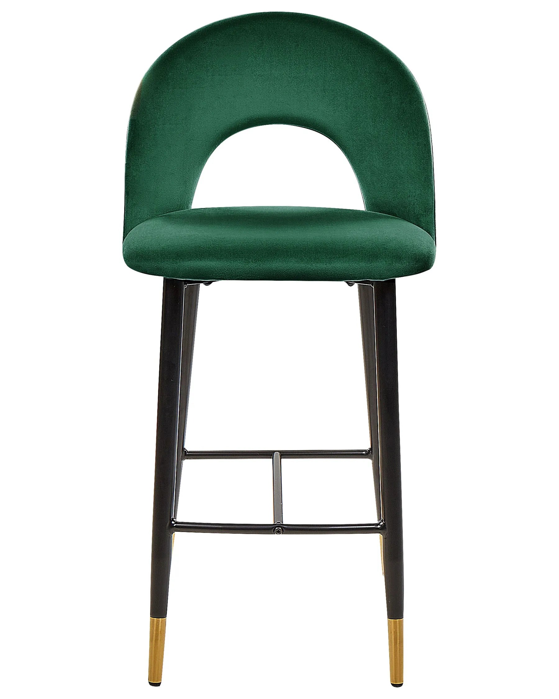 Set of 2 Bar Chairs FALTON Velvet Emerald Green