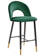 Set of 2 Bar Chairs FALTON Velvet Emerald Green