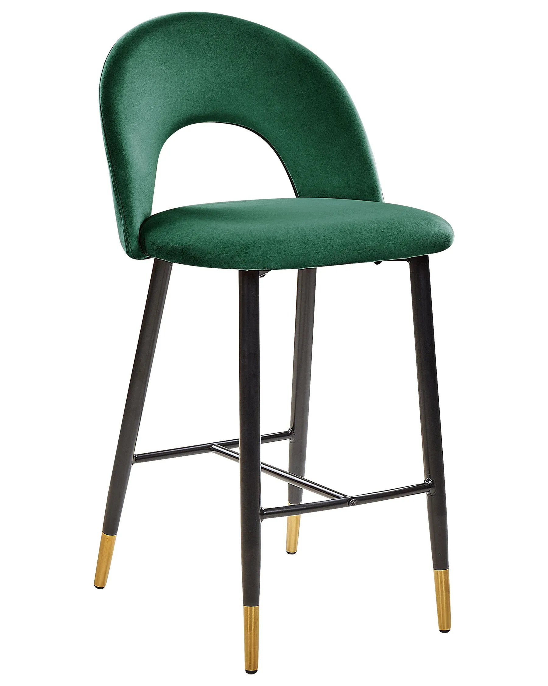 Set of 2 Bar Chairs FALTON Velvet Emerald Green