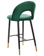 Set of 2 Bar Chairs FALTON Velvet Emerald Green