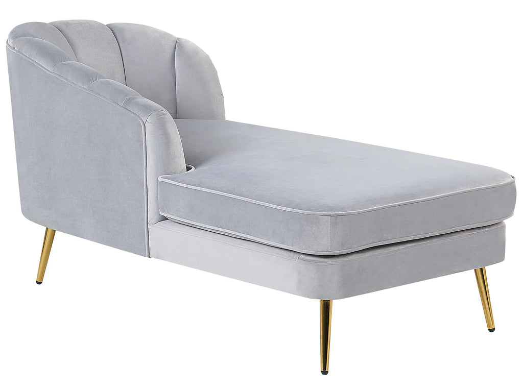 Right-Hand Chaise Lounge ALLIER Velvet Light Grey